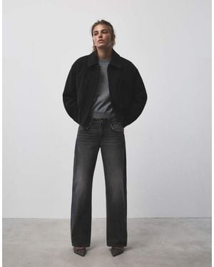 Pull&Bear Felt Jacket - Black