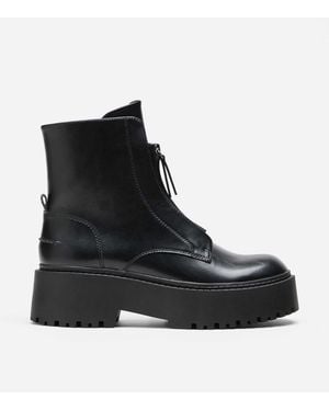 Stradivarius Bottines chunky à zip sur le devant es - Noir