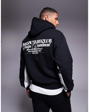 The Couture Club Co-ord Panel Hoodie With Design Department Back Graphic - Blue