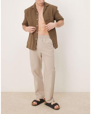 SELECTED Straight Fit Seersucker Pants - Natural