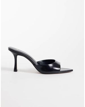 Mango Faux Leather Heeled Mule - Natural