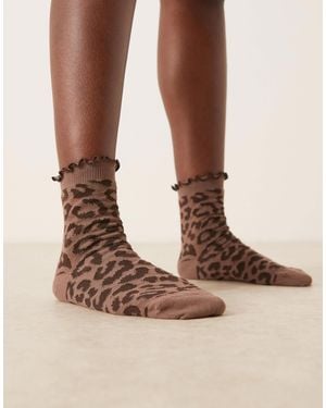 ASOS Leopard Print Socks - Brown