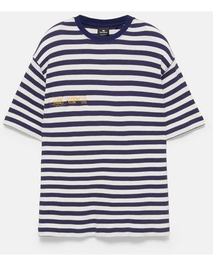 Pull&Bear Regular Gestreept T-Shirt - Blauw