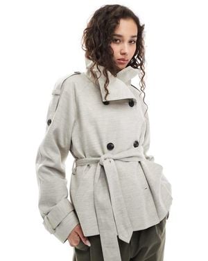 ASOS Short Linen Trench Coat - White