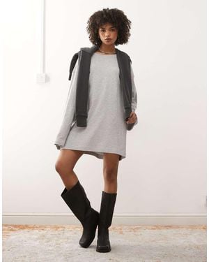 Weekday Oversized Long Sleeve T-shirt Dress - Natural