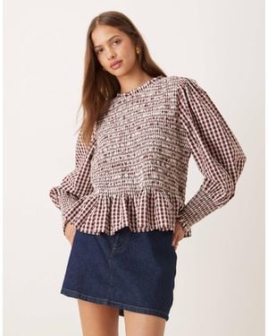 Nobody's Child Knowles Balloon Sleeve Shirred Blouse - Blue