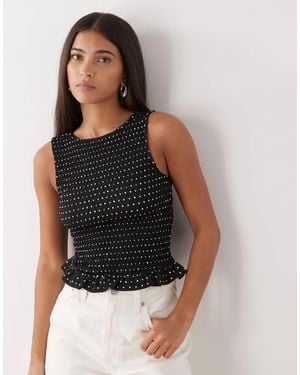 Noisy May Sleeveless Shirred Top - Black