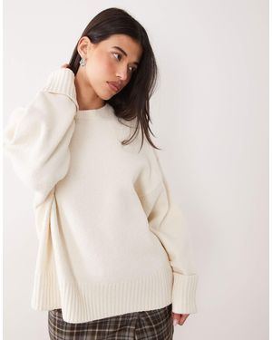 Pretty Lavish Camille borg-strick oversize-pullover mit rippdetails - Natur