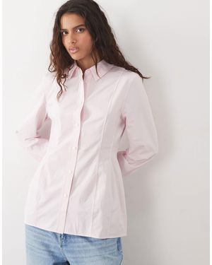 ARKET Long Sleeve Button Up Poplin Shirt - Pink