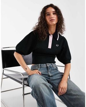 Fred Perry Camisa De Punto Pointelle Color Block En-Verde - Negro