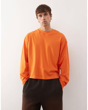 Collusion Long Sleeve Boxy Oversized T-shirt - Orange