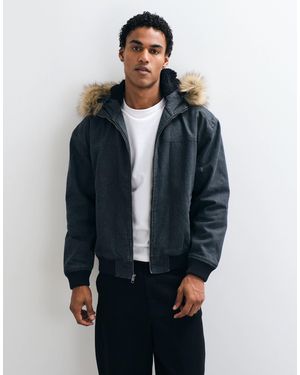 Hollister Heavyweight Hooded Bomber Jacket - Blue