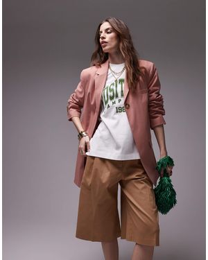 TOPSHOP Single Button Tailored Blazer - Brown