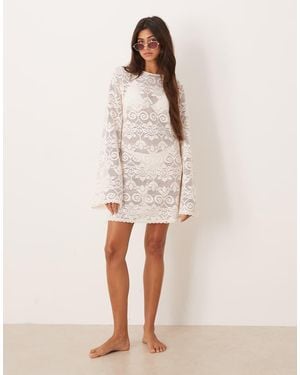 ASOS Minette Beach Crochet Lace Mini Dress - Natural