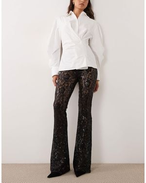 ASOS Sequin Lace Flares - White