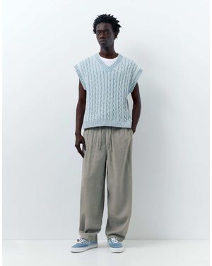Pull&Bear Pantalon en lin mélangé - nacré - Gris