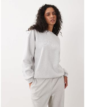 4th & Reckless Sweat-shirt à boucle avec motif devant en coton, chiné clair - Gris