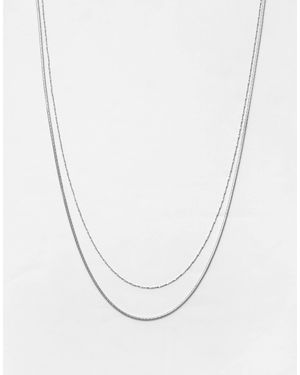 Pull&Bear – 2er-pack basic-halsketten - Weiß
