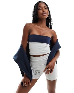 Stradivarius Reversible Bandeau Top Co-Ord - Blue