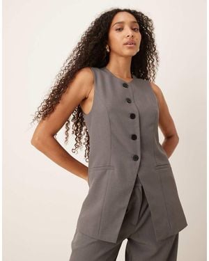 Jdy Longline Button Through Waistcoat Co-Ord - Grey
