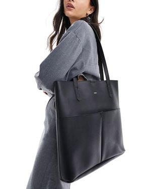 PASQ Two Pocket Tote Bag With Removable Pouch - Black