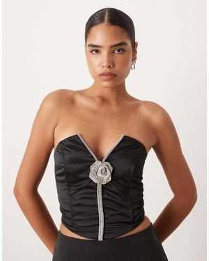 Collective The Label Diamante Corsage Corset Top - Black