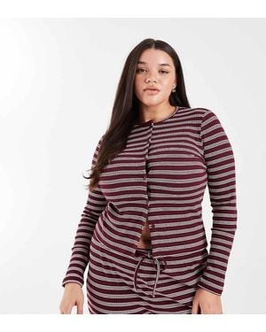 Collusion Plus Fitted Rib Cardigan - Red