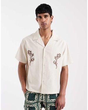 Aray Camisa Playera Con Cuello De Solapas Y Bordados De -Neutro - Blanco