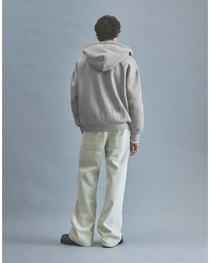 Pull&Bear Boxy Suede Hood Sweatshirt With Zip - Blue