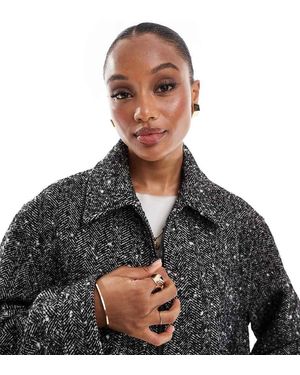 ASOS Chaqueta Harrington Con Solapas De Tejido Texturizado De Asos Design Tall - Negro