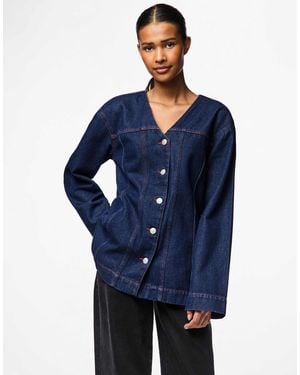 Pieces – jeanshemd - Blau