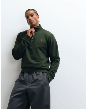 Farah Jim sweatshirt mit halbem reißverschluss und logo - Grün