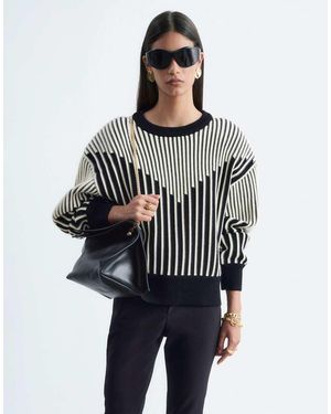& Other Stories Two Tone Knitted Jumper - Black