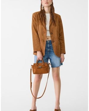 Stradivarius Borsa A Tracolla Color Cammello Chiaro Con Fibbia - Blu
