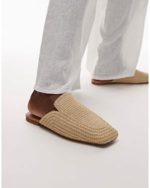 ARKET Straw Slip On Mule Flats - White