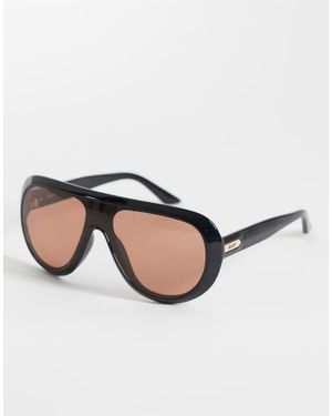 Quay Gafas De Sol Negras De Estilo Pantalla Con Lentes Color Albaricoque Set List Sheild De Quay - Neutro