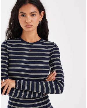 Tommy Hilfiger Flag Logo Slim Fit Long Sleeve T-shirt - Blue