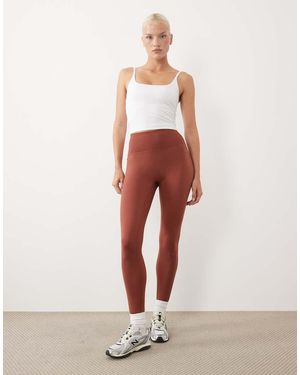 4505 Hourglass Icon Leggings De Yoga De Talle Alto Y Tacto Suave En-Marrón - Blanco
