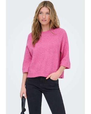 ONLY Simoni Jersey De Punto Con Cuello Redondo En - Rosa