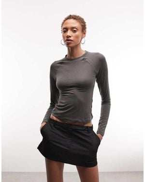 Weekday Plunge Long Sleeve Top - Black