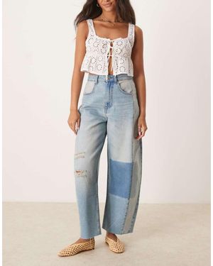 ASOS High Waisted Barrel Leg Jeans - Blue