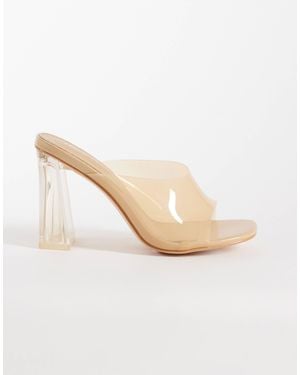 Public Desire Kyoto Transparent Heeled Mules - Natural