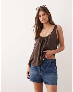 River Island Denim Elasticated Waist Shorts - Blue