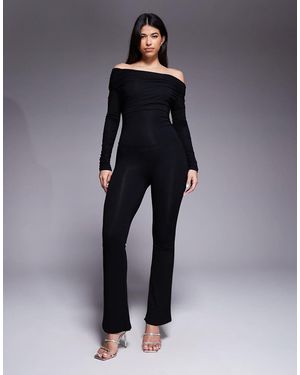 Oh Polly Erisen Stretch Jersey Off Shoulder Straight Leg Jumpsuit - Blue
