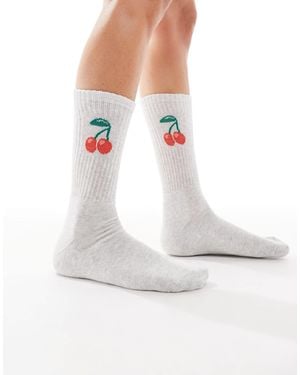 Vero Moda Ribbed Sports Socks - White