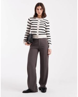 Brave Soul Cardigan With Contrast Buttons - White