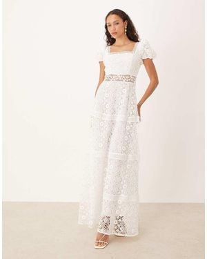 True Decadence Square Neck Midi Dress - Natural