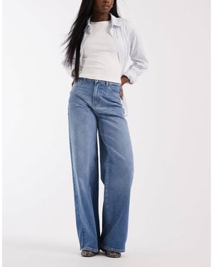 Pieces Selma High Waisted Wide Leg Jeans - Blue
