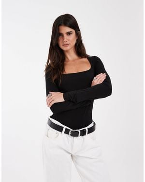 JJXX Long Sleeve Square Neck Bodysuit - White