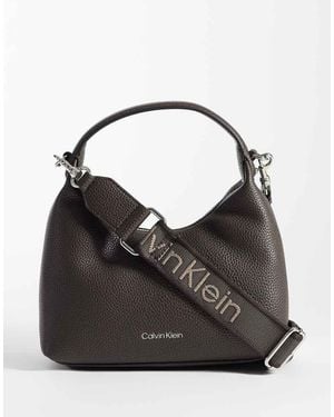 Calvin Klein Shoulder Bag With Canvas Cross-Body Strap - Black